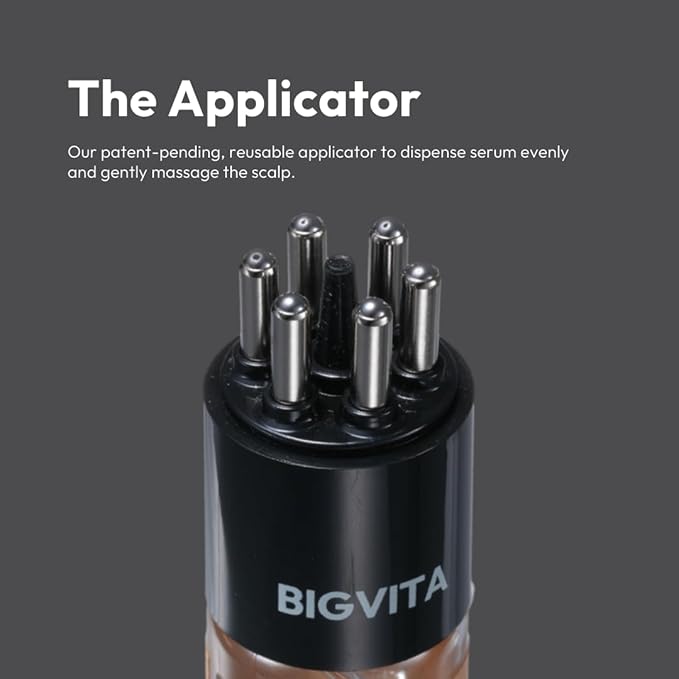 BIGVITA Scalp Serum + | Scalp Massager Applicator for Thicker, Fuller Hair | Hair Growth, Dry Scalp Relief | Biotin, AnaGain™, Centella & Natural Leaf Extracts | Soothes Itchy, Flaky Scalp