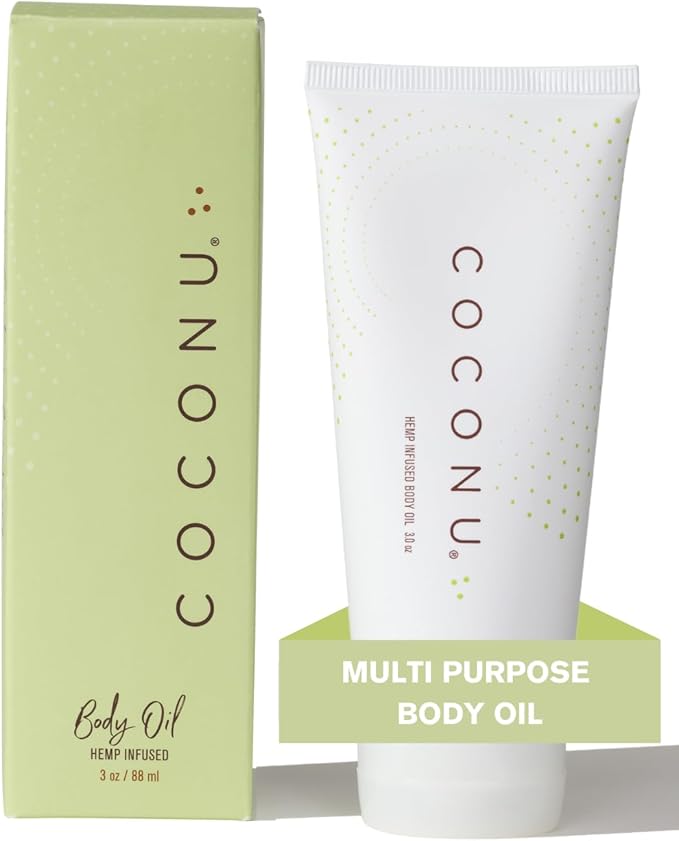 Coconu Hemp Infused Body Oil | Organic Coconut Oil Based | Couples Massage Oil & for Personal Use | No Added Fragrance & Flavor | 3 0z