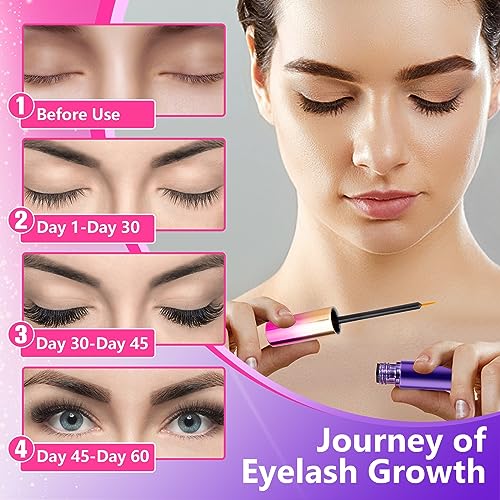 Eyelash Growth Serum, Rapid Lash Enhancing Serum with Natural Ingredients for Longer, Fuller Thicker Looking Lashes Vegan & Cruelty-Free Lash Enhancer Safe for Sensitive Eyes