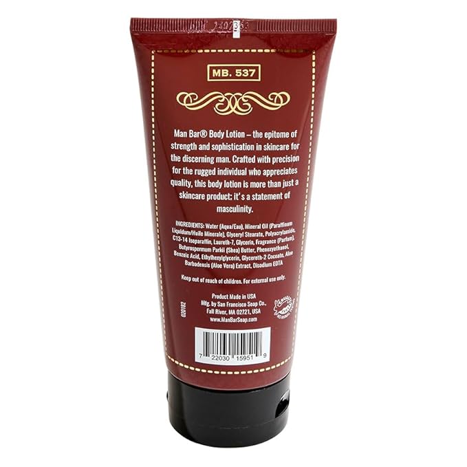 San Francisco Soap Company Man Bar Body Lotion - Exotic Musk & Sandalwood (6 oz) | Long Lasting | Created with the Man in Mind |