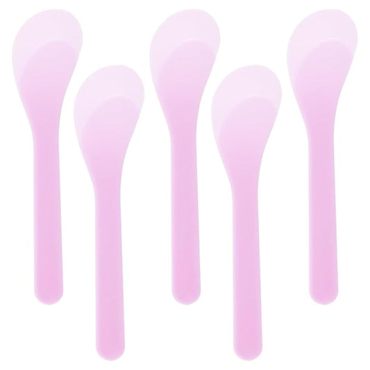 ONLYKXY 5pcs 5inch Plastic Beauty Spoon Facial Cream Brush Makeup Scoop Mud Reusable Cosmetic Dig Scoop Spatula Mask Tip for Lotions Moisturizers Home Salon DIY Facemask Mixing Sampling (Purple)