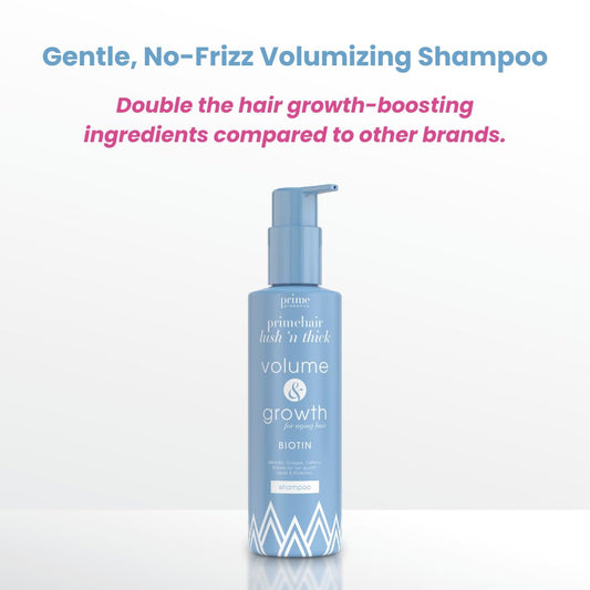 PrimeHair Lush N' Thick Shampoo for Mature Women – Biotin Enriched, Sulfate-Free and Paraben-Free Shampoo with Hair Growth Promoting Ingredients – Volumizing, Hydrating