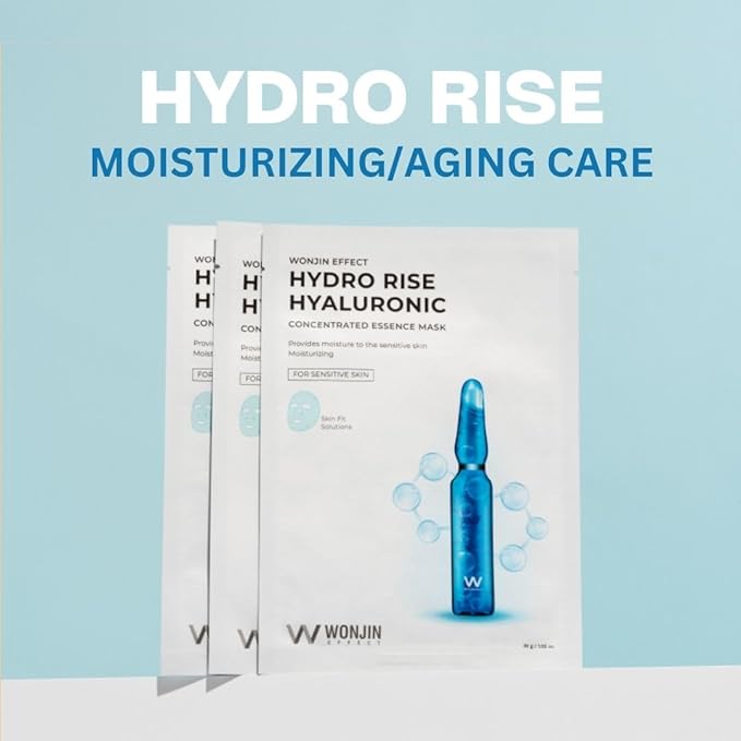 HYDRO RISE HYALURONIC MASK 1.05 fl Oz*10 pieces, Hydrating, Moisturizing, Skin Elasticity, Wrinkle Care, Hyaluronic Acid, Aquaxyl, Skin Barrier, Mask Sheet