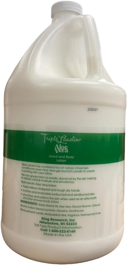 Triple Lanolin Aloe Vera Soothing Lotion - 128 Fl Oz, All Skin Types, Moisturizing & Hydrating