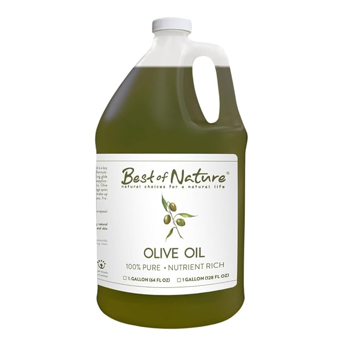 Best of Nature 100% Pure Olive Massage & Body Oil - Cold Pressed, Unscented Moisturizer for Skin & Hair, Bath Oil, Half Gallon (64 fl oz)