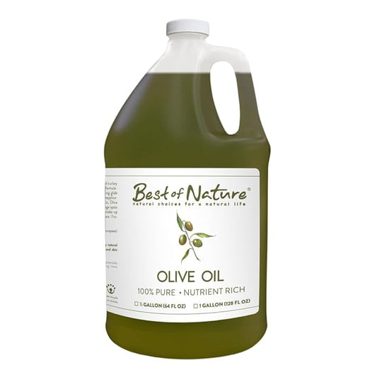 Best of Nature 100% Pure Olive Massage & Body Oil – Cold Pressed, Natural & Unscented Moisturizer for Skin, Hair & Bath, 1 Gallon (128 fl oz)