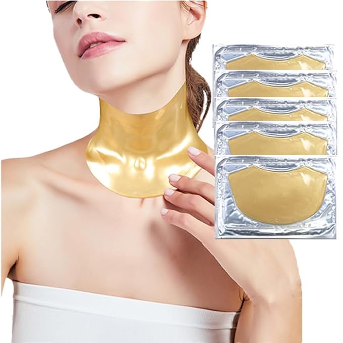 Tightening & Moisturizing Neck Patches Collagen Mesh Sheet Mask for Neck Care, Rose Oil Mask For Neck Line Romoval-5 PCS