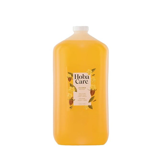HobaCare 100% Pure, Unrefined Jojoba Oil for Skin & Nails - Moisturizing Body Oil & Face Moisturizer for Dry Skin - Natural Treatment for Hair & Beard Care (128 fl oz)