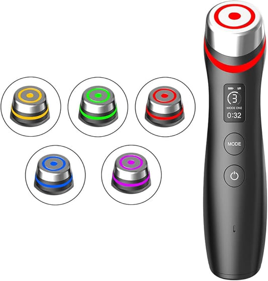 Upgraded Version | 6-in-1 Real Glass Glow Device | Looking Glass Skin with Enhanced Absorption, Radiance, Elasticity, Pore Care | LED Anti-Wrinkle Device | Skin Care Firming, Toning