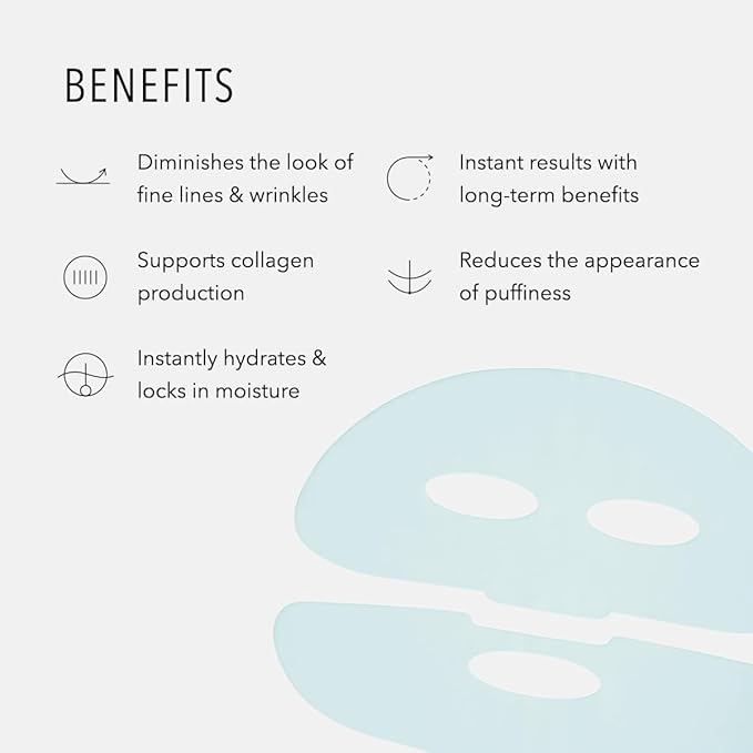 Hydropeptide Polypeptide Collagel+ Plus Face Mask, Line Lifting Hydrogel Peptide Facial Treatments, 4 Count