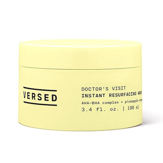 Versed Doctor's Visit Skin Resurfacing Face Mask - Glycolic Acid + Lactic Acid Face Exfoliant for Dark Spots & Skin Texture - AHA BHA Enzyme Mask to Brighten, Smooth Rejuvenate (3.4 fl oz)