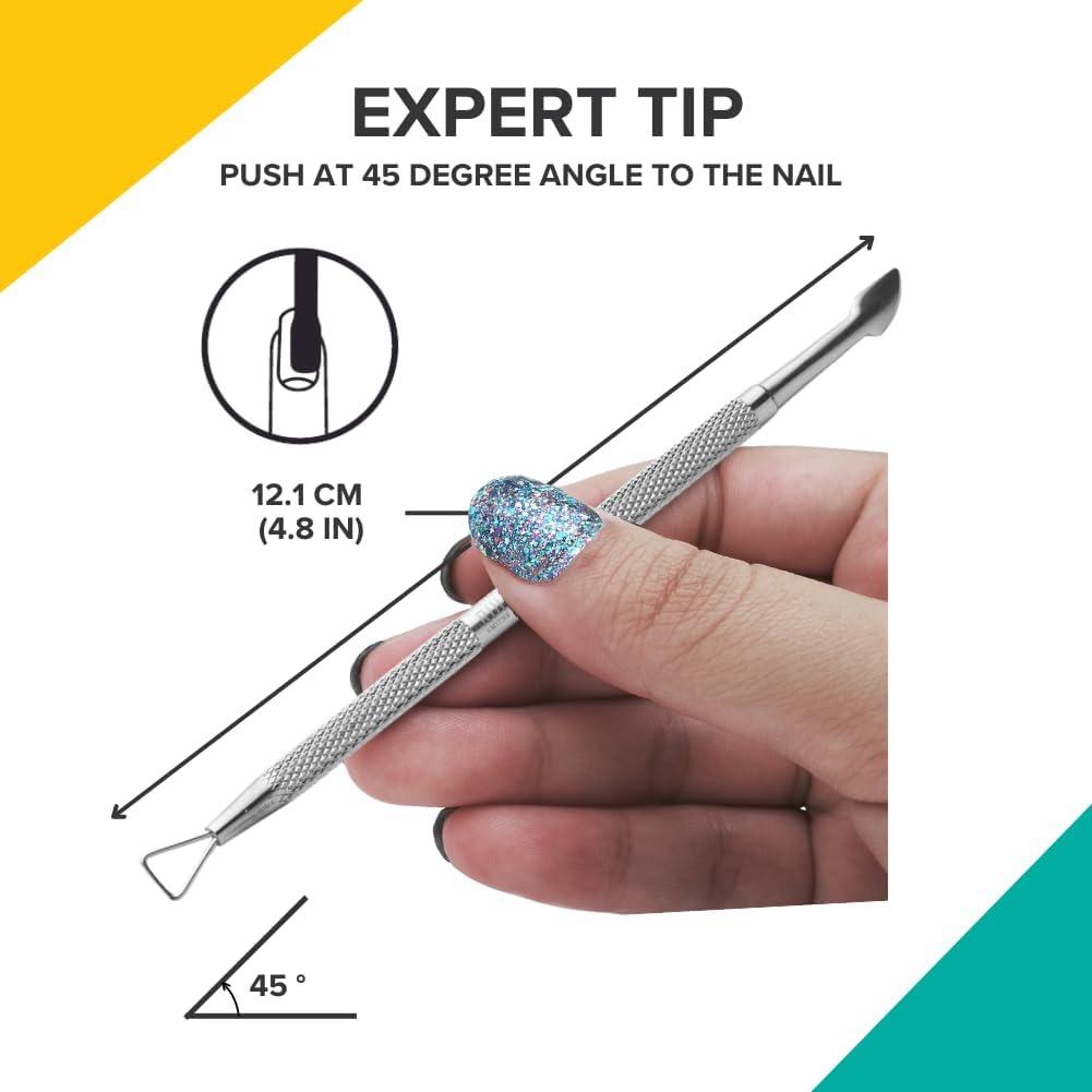 Rui Smiths Pro Cuticle Pusher with 2 Ends - Stainless Steel Manicure Tool - Style 101