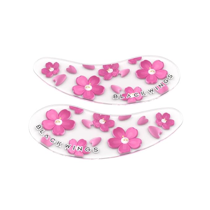 Black Wings 6 Pairs Silicone Eye Patches with Self-Adhesive Design - Cute Bear & Rabbit Inspired Eye Care Patches (cherry blossom 6 pairs)