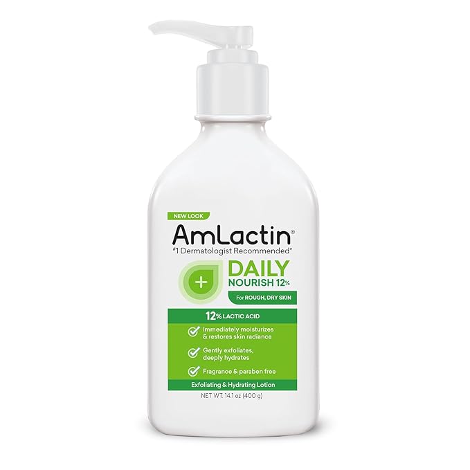 AmLactin Intensive Healing Body Lotion for Dry Skin – 14.1 oz Pump Bottle & Daily Nourish 12%-14.1 oz Body Lotion with 12% Lactic Acid-Exfoliator and Moisturizer for Dry Skin