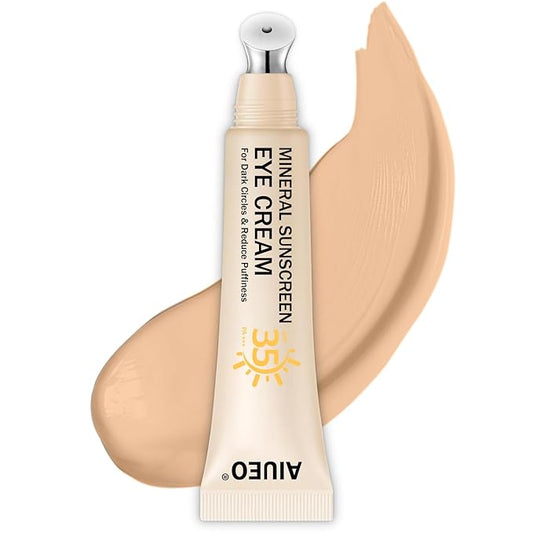 Mineral Eye Cream for Sunscreen, 3-in-1 Anti-Aging Eye Cream,Filter Phone Blue Light for Dark Circle and Fine Lines,15ML(#02 Medium)