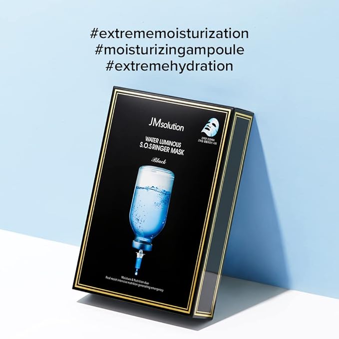 JMsolution Water Luminous S.O.S Ringer Mask Black - Korean Skin care-Rich Hydrated Smooth Moisture -10 sheets for All Skin type