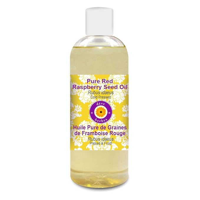 Deve Herbes Pure Red Raspberry Seed Oil (Rubus idaeus) Cold Pressed 200ml (6.76 oz)