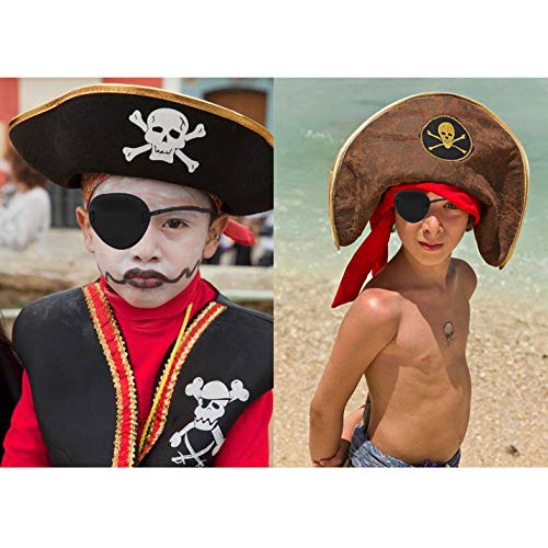 SUWOW Eye Patches Pirate Mask Eyepatch for Lazy Eye Black Eye Patch for Glasses Medical Eye Patches for Adults Kids Children for Halloween Christmas Cosplay Pirate Theme Costume