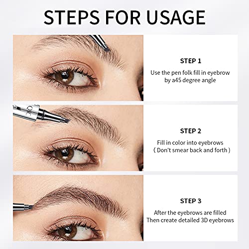 Microblading Eyebrow Pen - Long-Lasting 4D Four-Tip Waterproof Eyebrow pen with Triangular Tip Easy Application for Beginners for Natural Eyebrows (Red Brown)