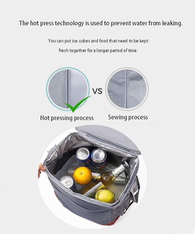 24-Can Insulated Lunch Bag for Women & Men - Large Soft Cooler Box with Leakproof Design, Lightweight Thermal Tote for Work, Travel, Picnic, Camping (Gray)