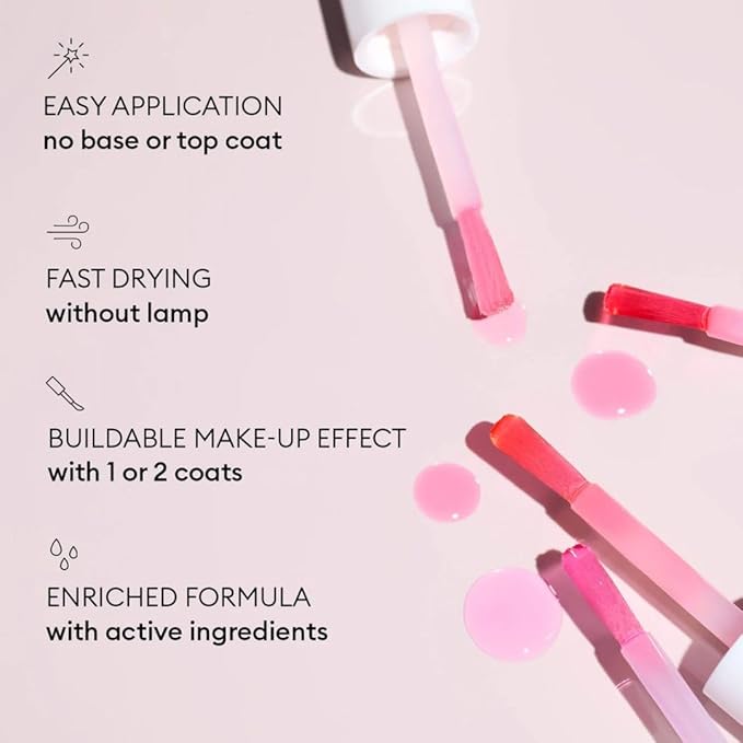 Manucurist Active Glow™ Raspberry Nail Polish & Care - Ultra-Glowy 2 in 1 Nail Concealer & Care - Plant-Based Ingredients: Sweet Almond Oil, Raspberry for Nourished Nail Rosy Mirror-Like Shine