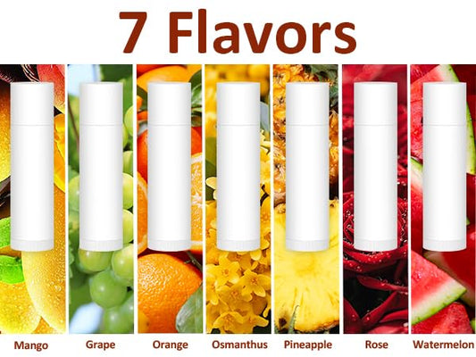 350 Pack Lip Balm Unlabeled, Natural Lip Balm Bulk Blank Tube, Personalized Lip Balms for Party Favors Adults and Bridal Shower Favors or Baby Shower Gifts-7 Flavors