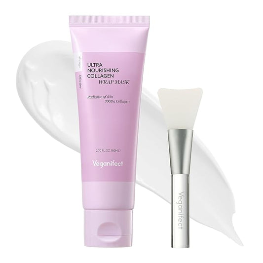 Collagen Overnight Wrapping Facial Mask with Jelly Brush, For Elasticity Improving, Hydrating, Firming, Collagen & Peptide, Glass Skin, Korean Skin Care (2.70 Fl Oz)