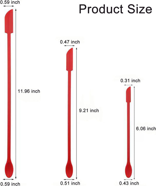 8 Pieces Mini Silicone Spatula Set, Small Rubber Spatula for Makeup, Thin Jar Scraper for Kitchen (8, BLACK+RED)