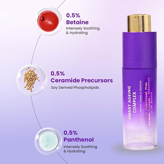 TRUTH & BEAUTY Intermediate Smart Ageing Complex Serum 0.1% Retinol, 0.5% Bakuchiol & Ginseng Extract for Fine Lines, Wrinkles Hydration Face Serum for All Skin Types (1.01 Fl OZ) Smart Ageing