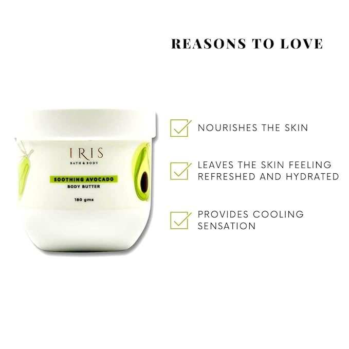 Iris Soothing Avocado Body Butter - Calm and Hydrate | Replenish Dry and Irritated Skin | 180g