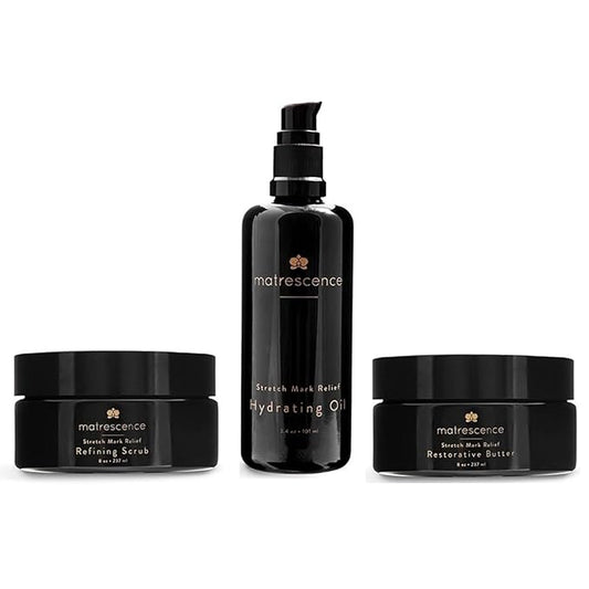 Stretch Mark Relief Belly Trio 3 Pack (19.4oz/574ml) | 1-2-3 Step Complete Routine | Spa-Quality Maternity Skin Treatment | Pregnancy-Safe Skincare Made for Mom