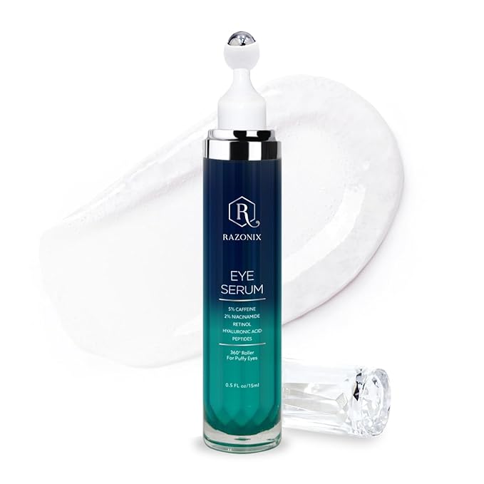 Eye Bags Treatment for Men: Men’s Under Eye Cream and Roller for Puffiness and Dark Circles – 5% Caffeine Depuffer