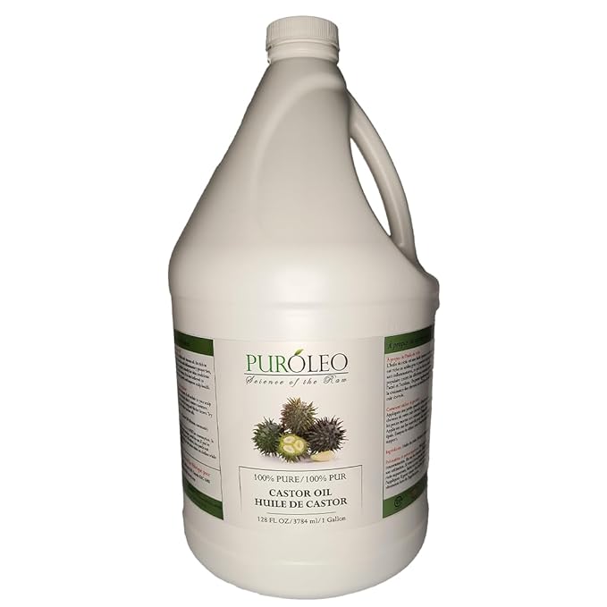 PUROLEO Castor Oil 128 Fl Oz/3784 ML (Made in Canada) Hair, Lash, Beard, Eyelashes & Eyebrow Oil Jamaican Black castor oil for thicker brow longer lashes, Make eyelash serum, hair serum for dry hair