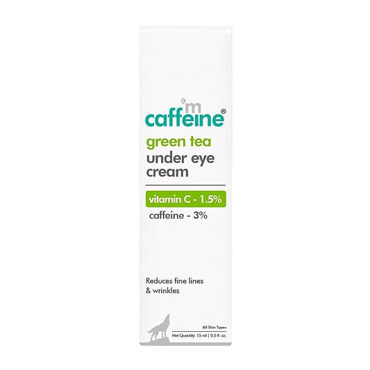 mCaffeine Green Tea and Vitamin C Under Eye Cream - Anti Aging Caffeine Eye Cream for Dark Circles, Puffiness, and Pigmentation - Nourishes - 0.5 oz