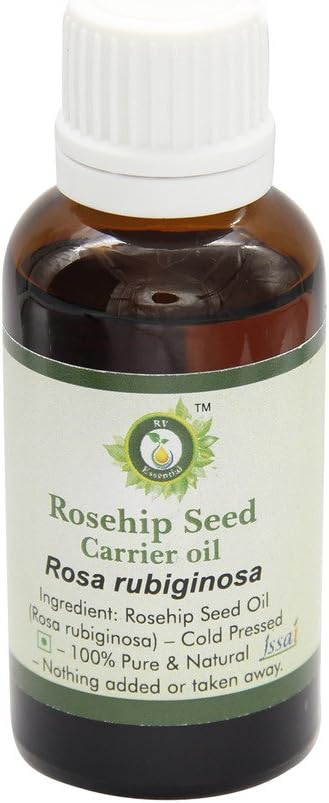 R V Essential Pure Rosehip Seed Carrier Oil 50ml (1.69oz)- Rosa Rubiginosa (100% Pure and Natural Cold Pressed)