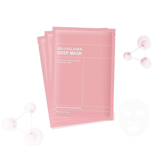 3Pcs Bio-Collagen Deep Mask, Hydrating Overnight Sleeping Mask Transparent Face Membrane Skin Care Moisturizing, Restores Skin Elasticity & Energy Collagen Mask for Women