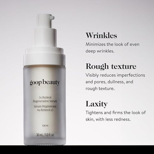 goop Beauty 3x Retinol Regenerative Serum | Face Serum to Reduce the Look of Deep Wrinkles, Pores, & Texture | Granactive Retinoid, Encapsulated Retinal, & Encapsulated Retinol | 1 fl oz