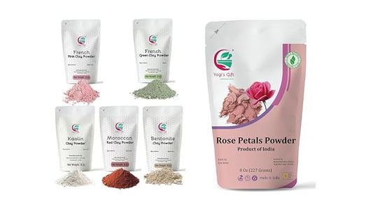YOGI’S GIFT – Celebrating health Multi Pack | Pack of 5 Clays + Rose Petal Powder for bundle……