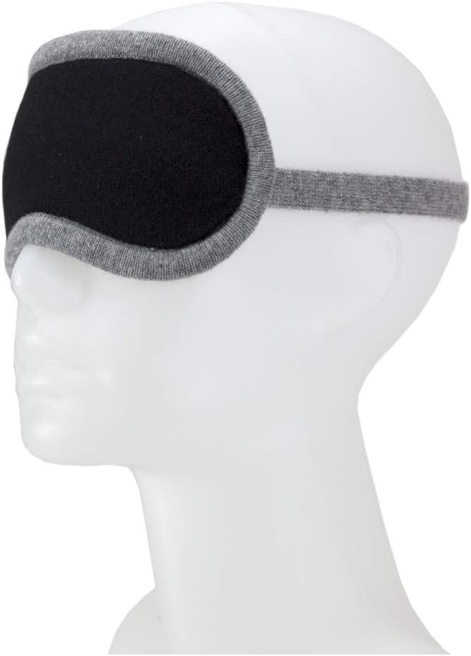 Jet&Bo 100% Pure Cashmere Eye Mask Black & Gray in Gift Box