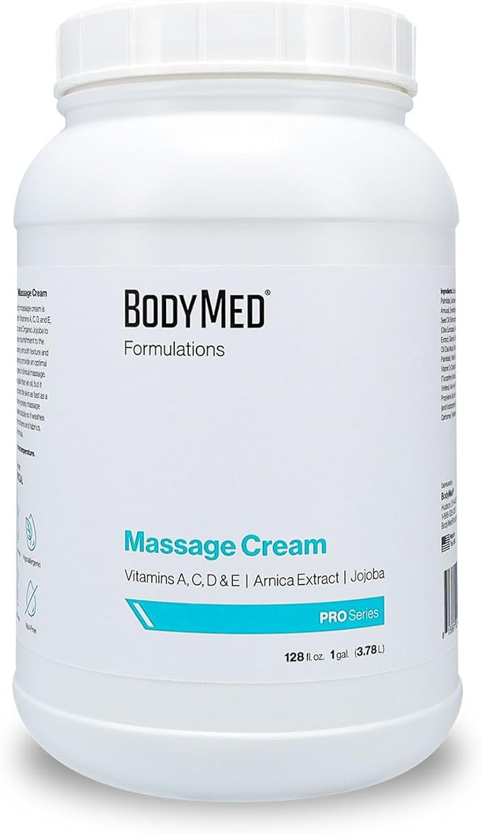 BodyMed Formulations Massage Cream, 1 gal. – Fragrance-Free, All-Natural Lotion for Massage Therapy – Leaping Bunny Certified – with Arnica Extract & Jojoba – Non-Staining, & Paraben Free