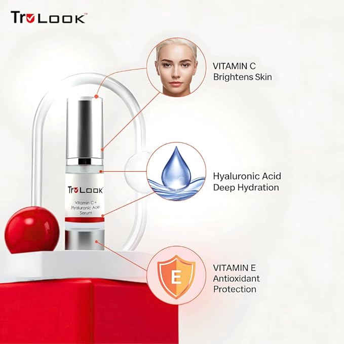 Vitamin C + hyaluronic Acid Serum, Anti Aging, Anti Wrinkle, Improves Dark Spots, Tone, & Fine Lines Made is USA