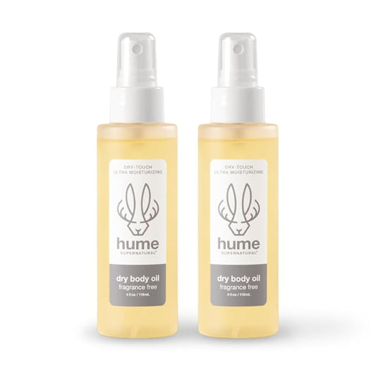 HUME SUPERNATURAL Dry Body Oil Spray - Moisturizing Oil for Dry Skin, After Shower Hydrating Body Oils for Women and Men, Nourishing, Glow, Probiotic, Fragrance Free, 2-Pack