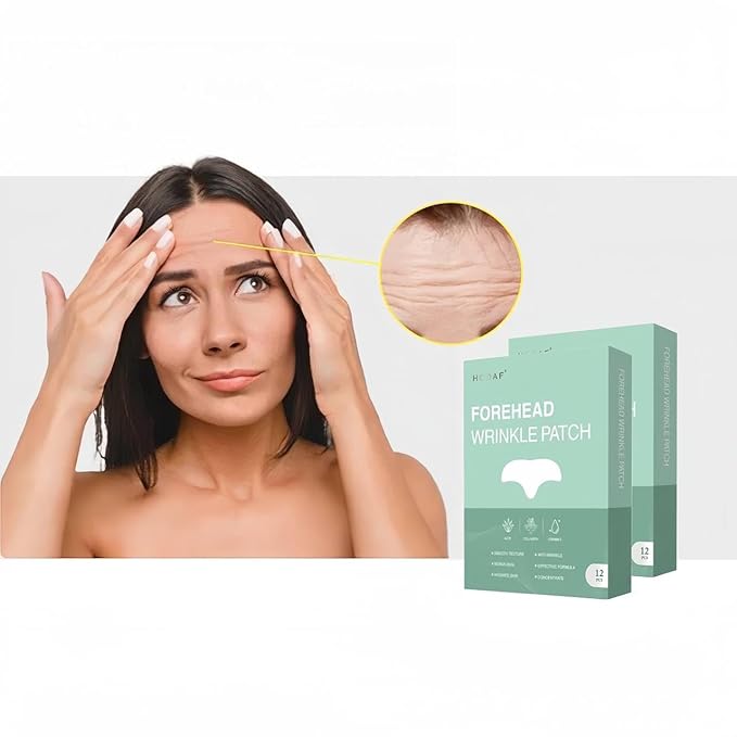 Forehead wrinkle patches 12Pcs for face, Anti Wrinkle with Collagen, Aloe Vitamin E, smooth fine lines, smooth face Forehead Wrinkle Collagen Reduces Fine Lines & Frown Lines