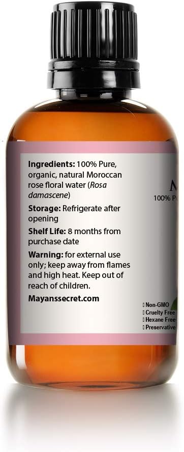 Mayan's Secret Pure Carrier and Essential oils for Skin Care, Hair, Body Moisturizer for Face-Anti Aging Skin Care (Rose Water Hydrosol, 4oz)