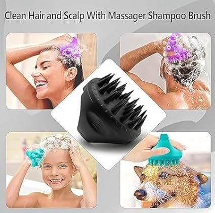 Scalp Massager Shampoo Brush 2 pcs, Soft Silicone Bristles to Remove Dandruff, Waterproof Hair Scrubber for Both Wet Dry Hair, Suitable for Men & Women (Multicolour)