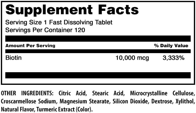 Amazing Formulas Biotin 10,000 mcg | Fast Dissolve Tablets | Non-GMO | Gluten Free Supplement | Made in USA (Citrus | 120 Tablets)