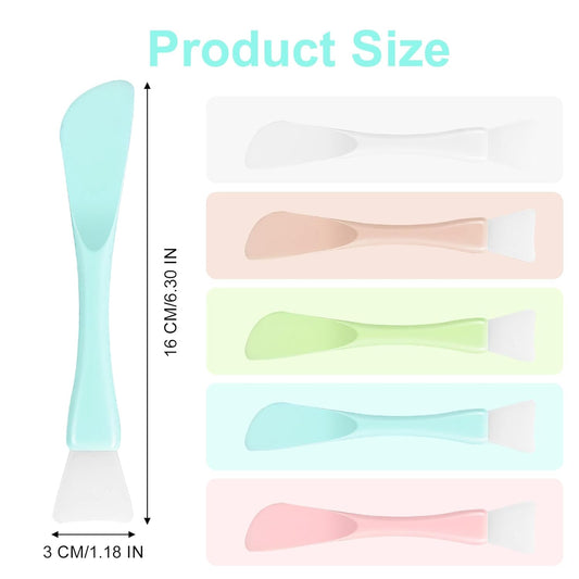 5 Pcs Silicone Face Mask Applicator,Face Mask Spatula,Reusable Double-End Faces Masks Brush Washable Beauty Spatula Comestic Tools for Clay,Cream,Gel,and Mud Facial Masks,Soft Smoothing