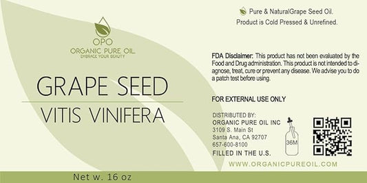 Grapeseed Oil - Pure, Unrefined, Partially Filtered, Unscented, Non-GMO, Cold Pressed from Wine Grapes, Bulk Carrier Oil - 16 oz - for Hair, Skin, Body, Face - Nourish, Hydrate, & Moisturize