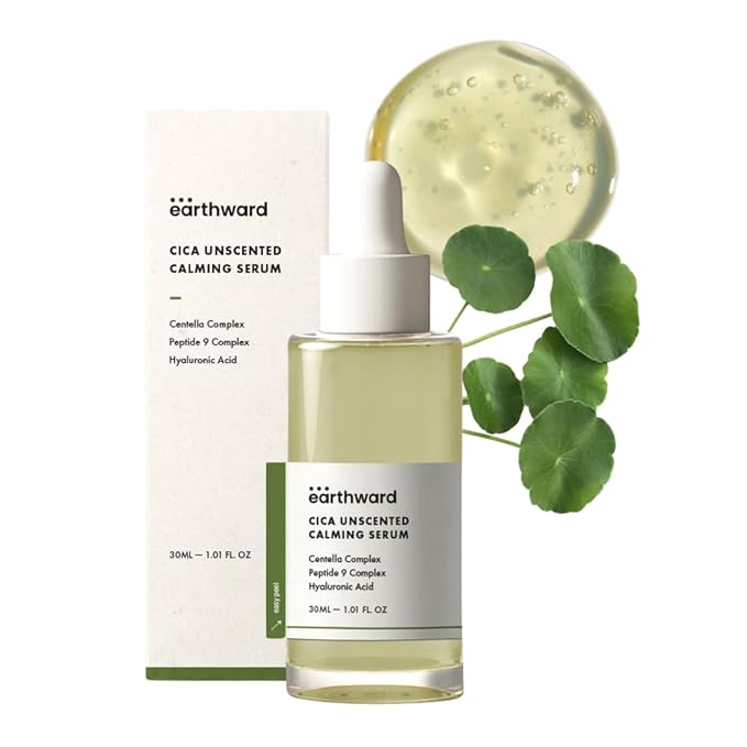 EARTHWRD Cica Unscented Calming Serum | Soothing & Hydrating | Centela Asiatica Leaf | Peptide 9 | Hyaluronic Acid | K-Beauty | 1.01 fl Oz