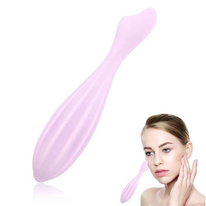 Facial Massage Roller, Silicone Face Massage Tool Shapes Body & Face Curves Face Massage Stick Skin Care Self Tool Reduces Tiredness for Women Face Massager (Pink)